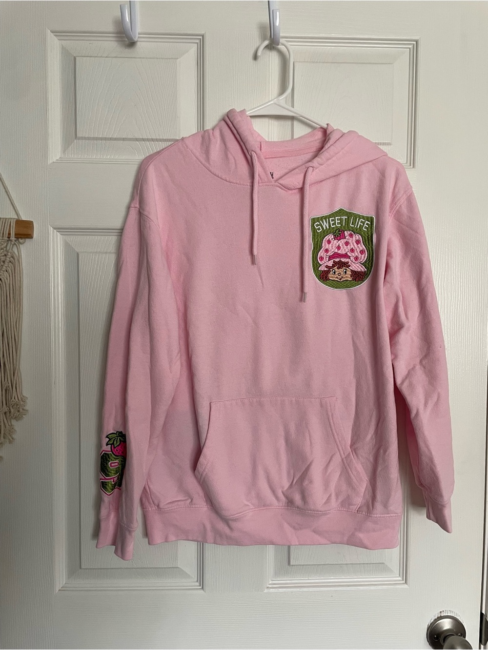 Strawberry Shortcake size M (8-10) Pink 'Sweet Life' Patch Hoodie Sweater